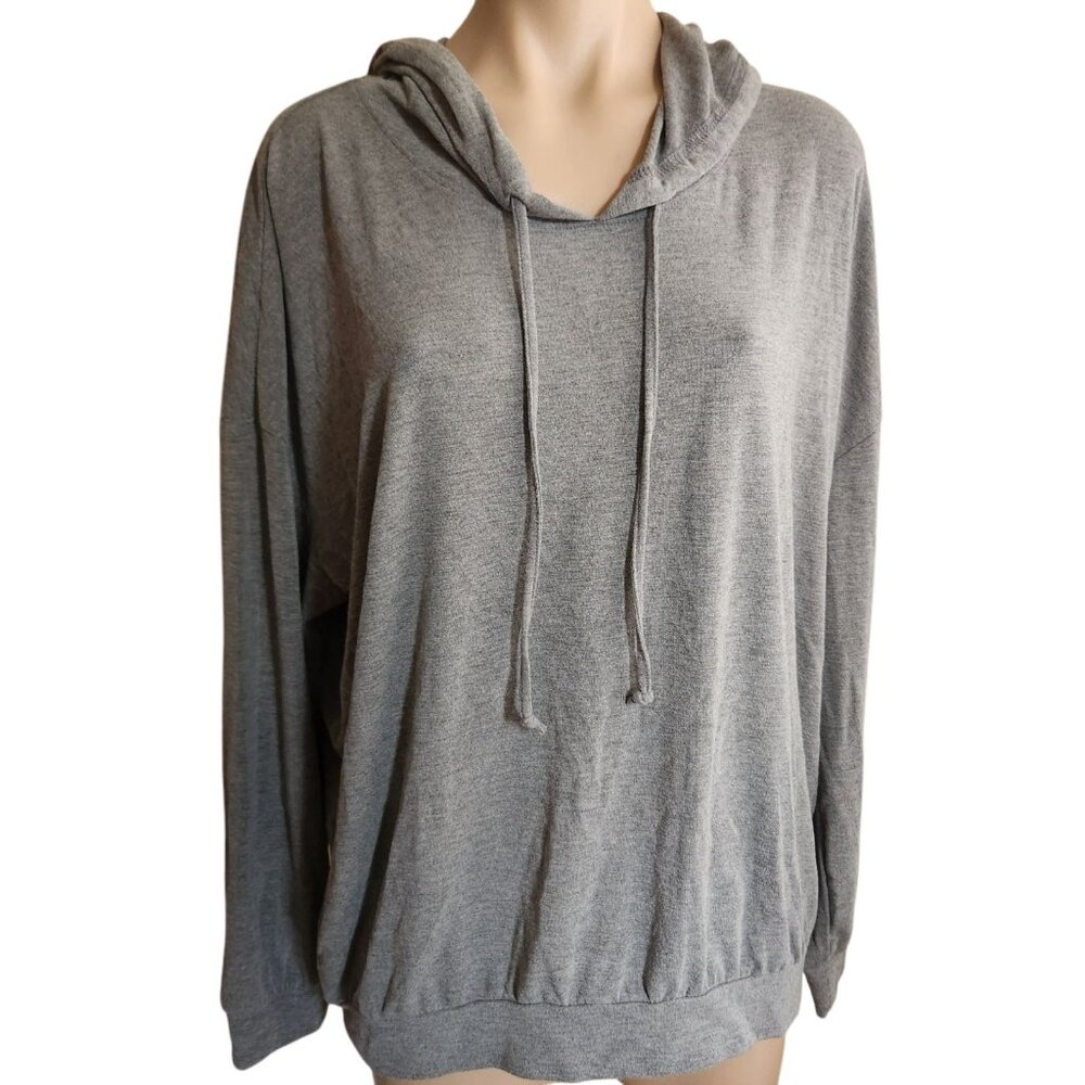 Women's Oversized Hooded Light Weight Gray Long Sleeve Sweater Top Size Medium